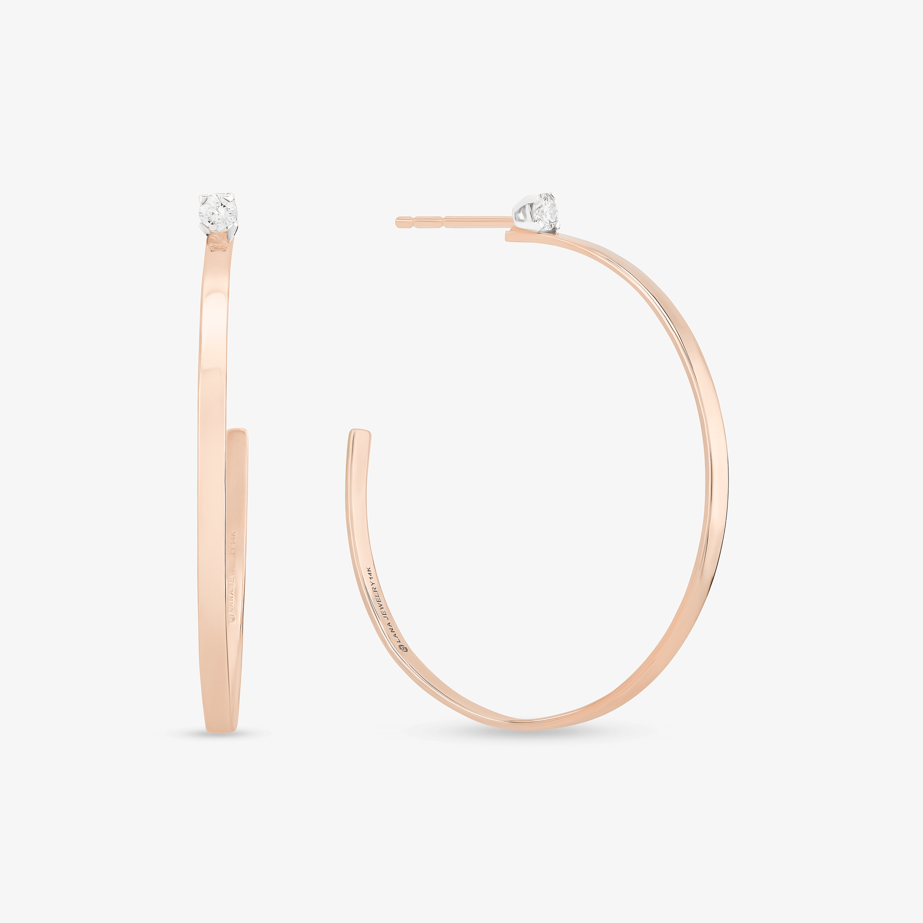 14K Gold and Natural Diamond Small Hoop Earrings | LANA