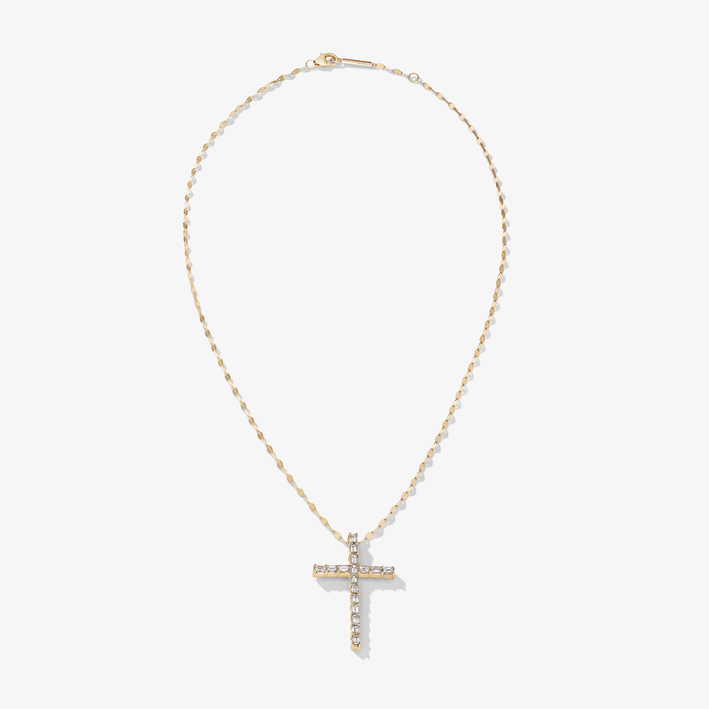 EMERALD DIAMOND CROSS PENDANT NECKLACE - LANA