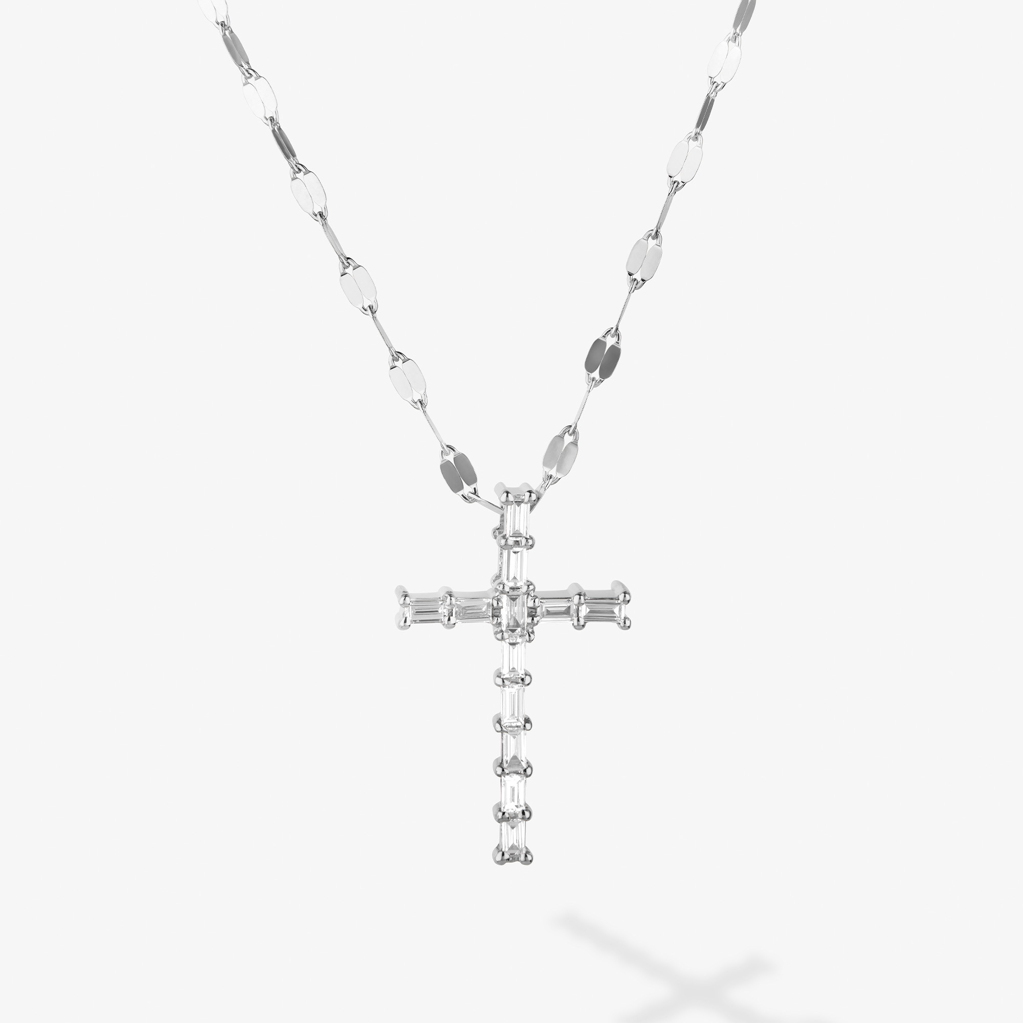BAGUETTE DIAMOND EVERYDAY CROSS PENDANT NECKLACE