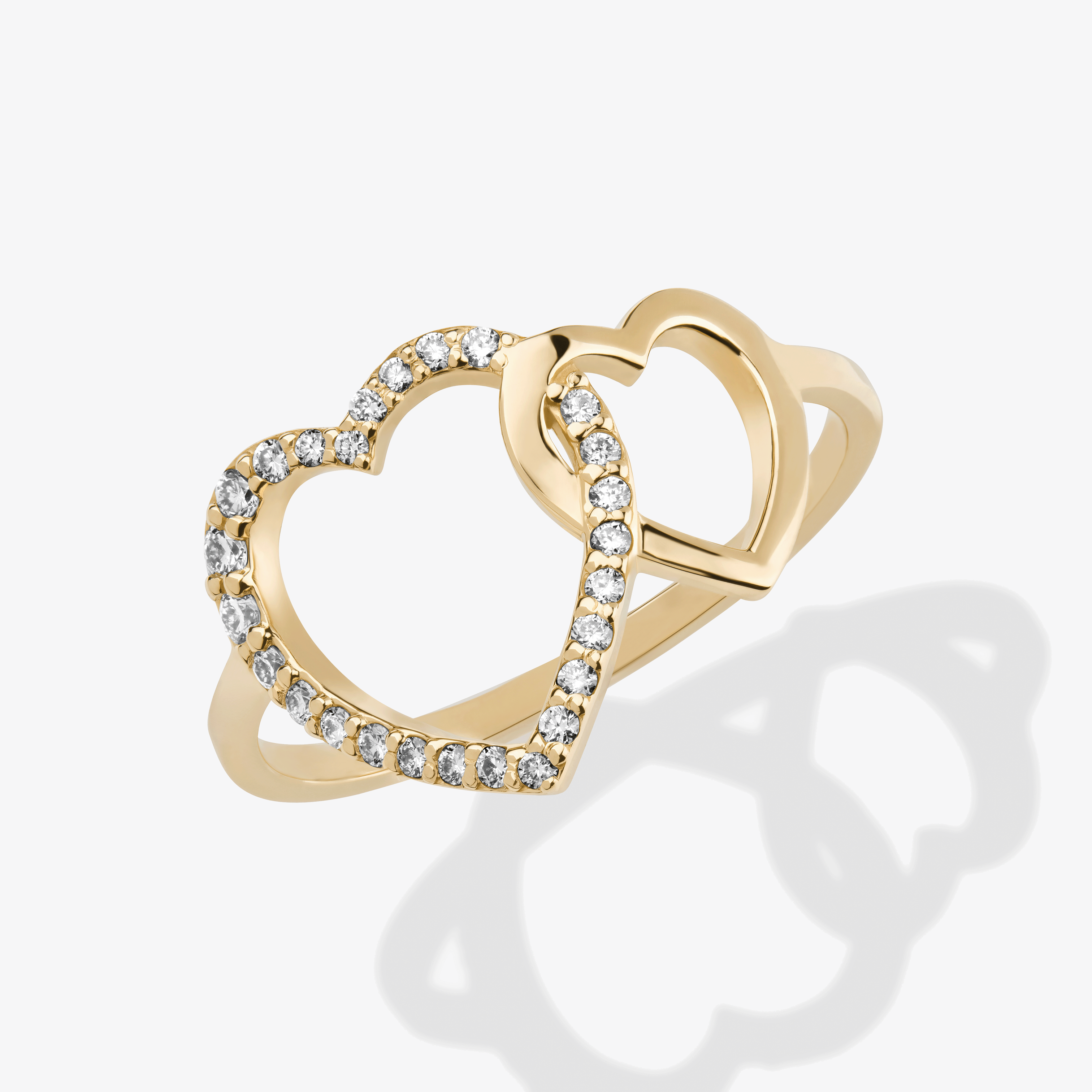 INTERLOCKING DIAMOND HEART RING