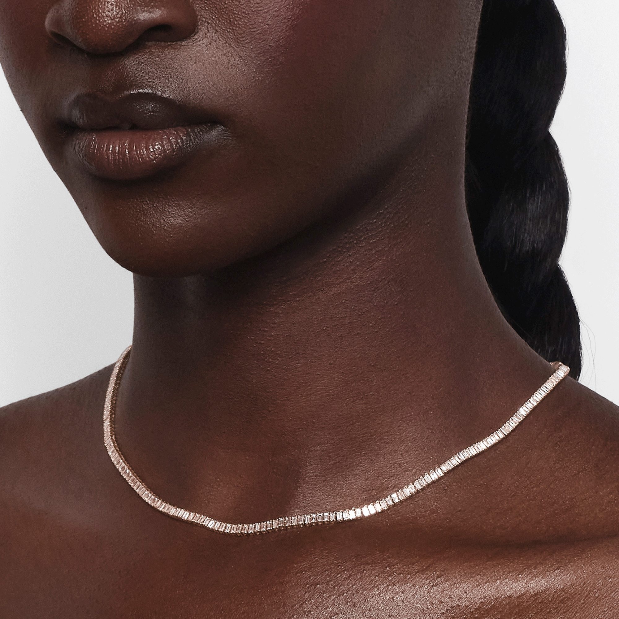 Baguette Diamond Tennis Necklace