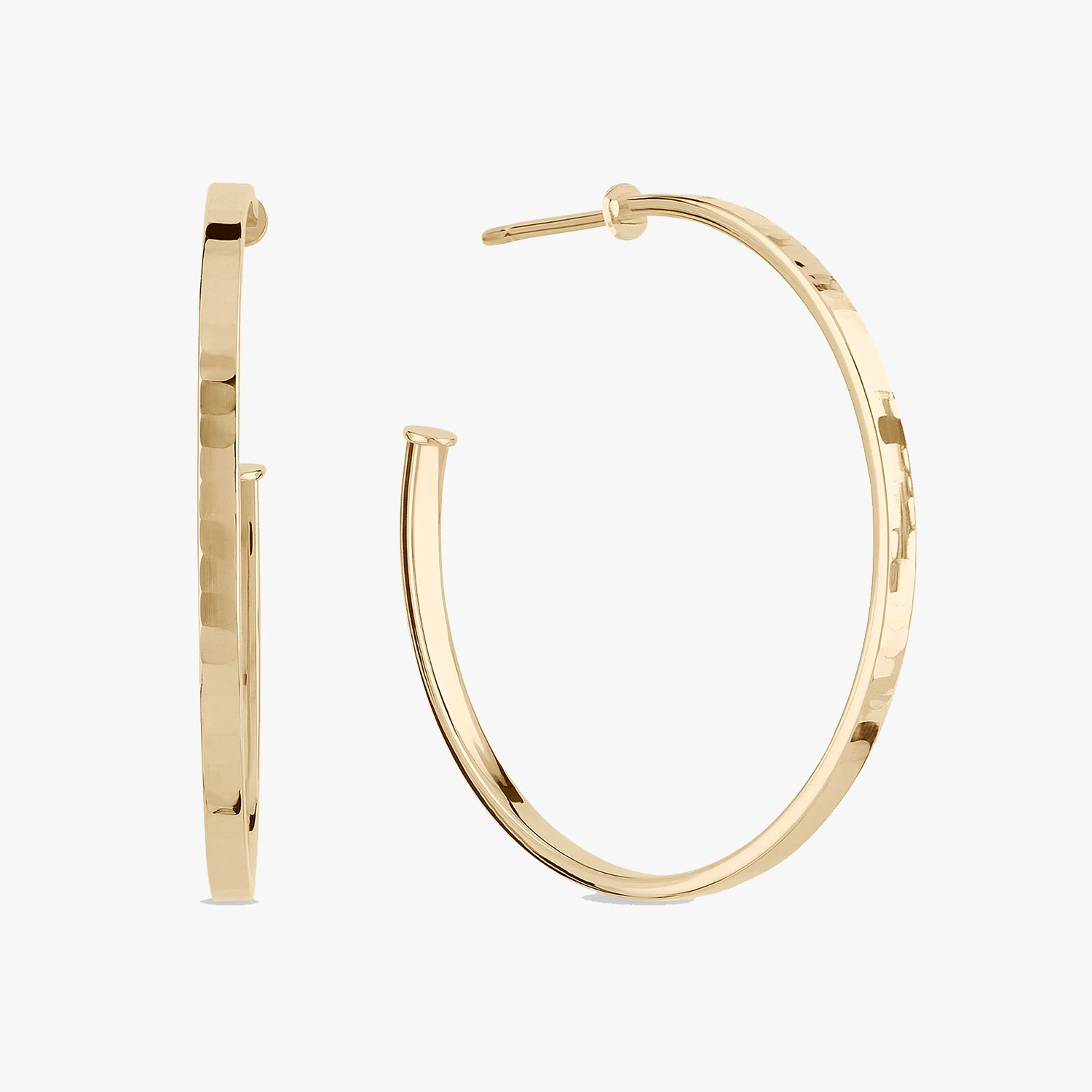 14K yellow gold small hollow flash textured hoops