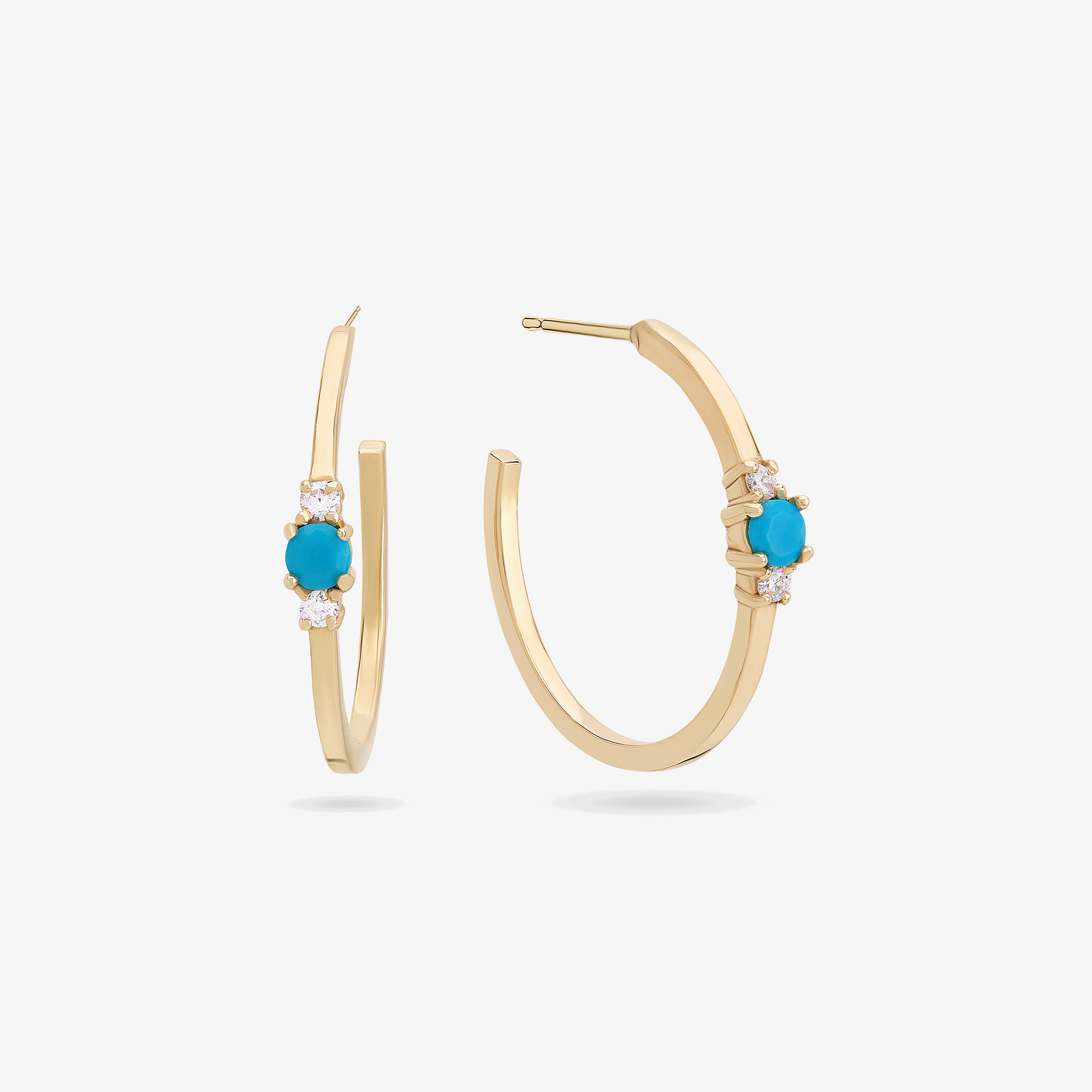TURQUOISE & DIAMOND SMALL HOOPS