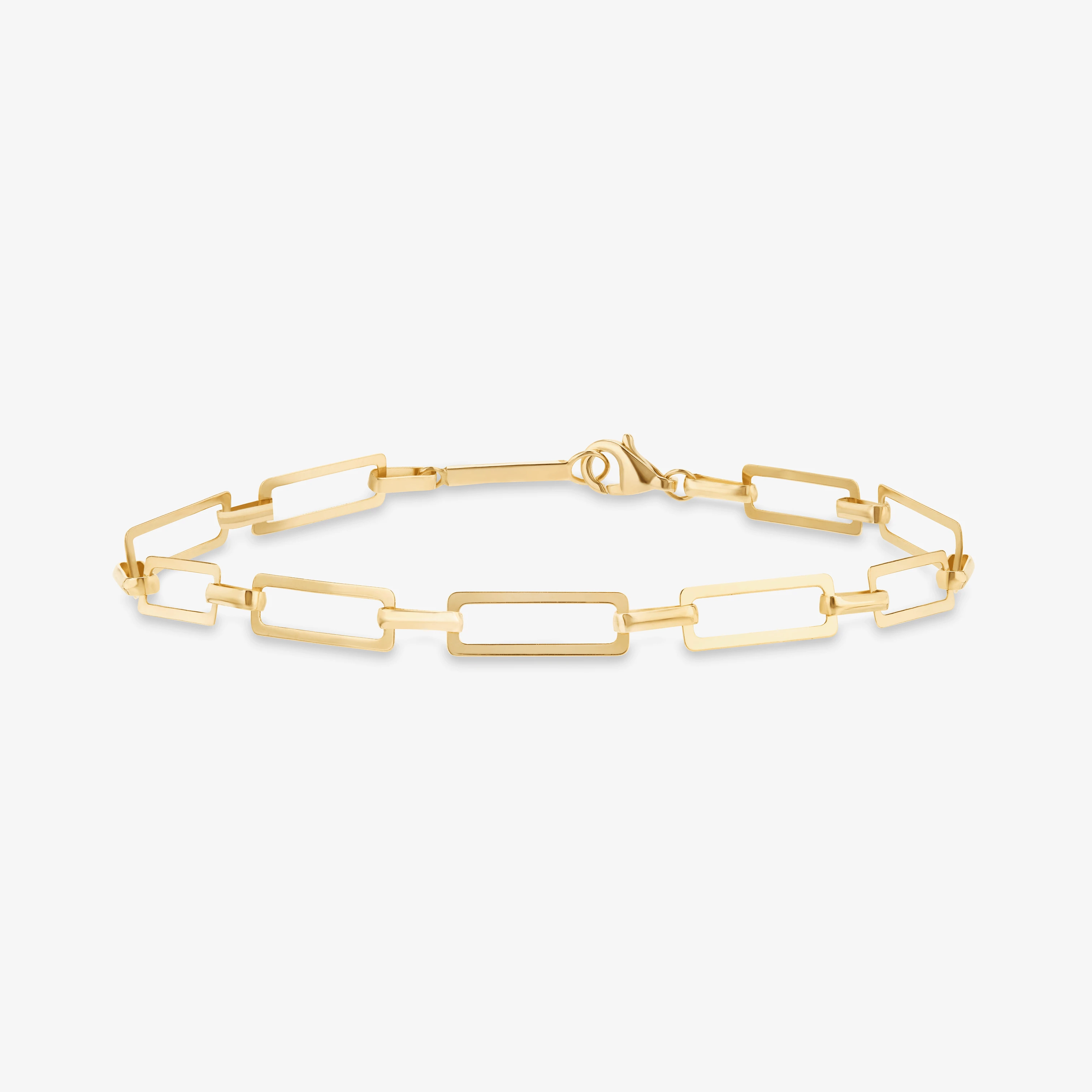 14K yellow gold paperclip chain bracelet