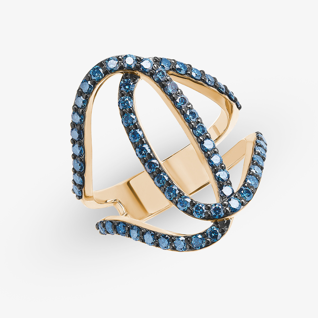 BLUE DIAMOND SCULPTED WRAP RING