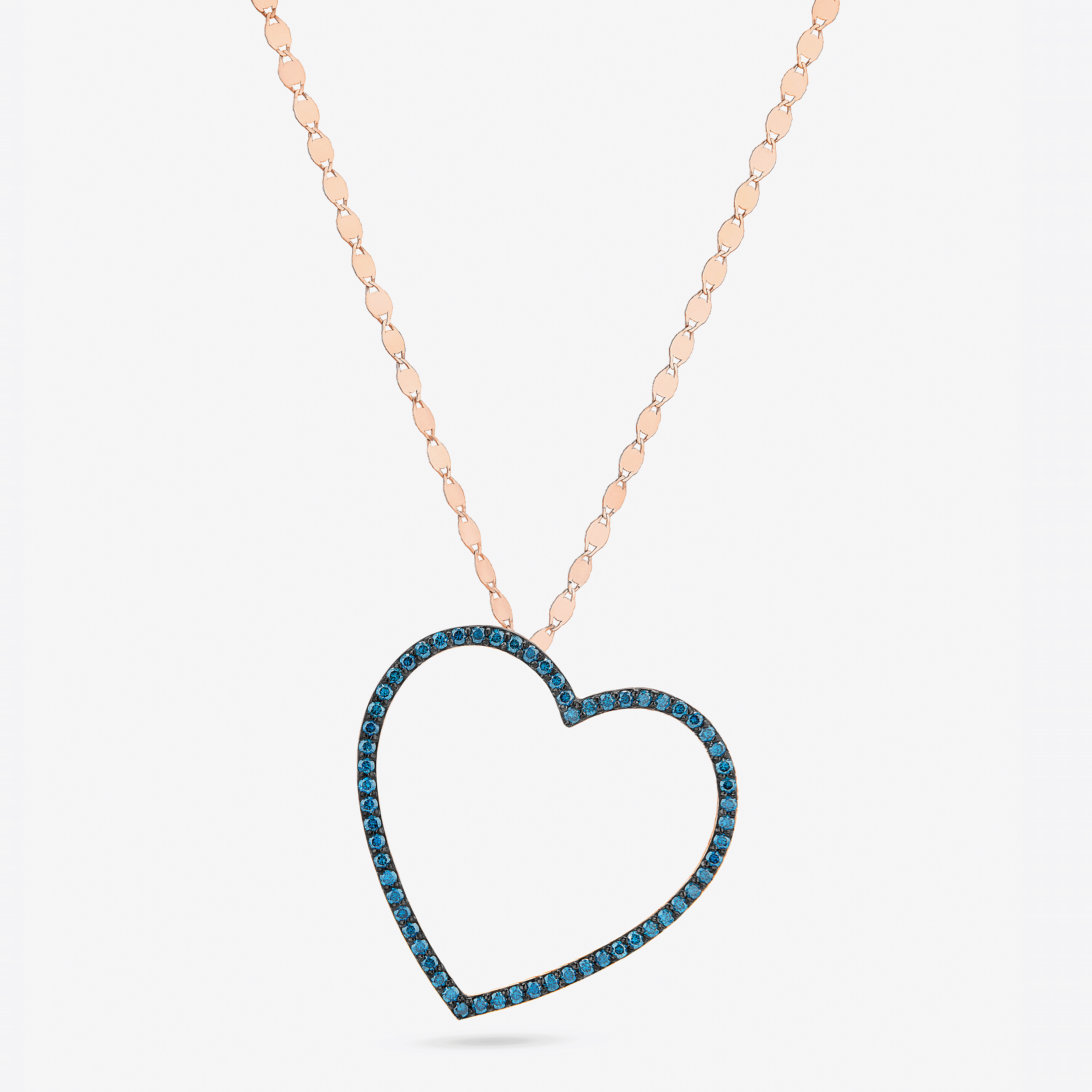 DENIM BLUE DIAMOND OPEN HEART NECKLACE