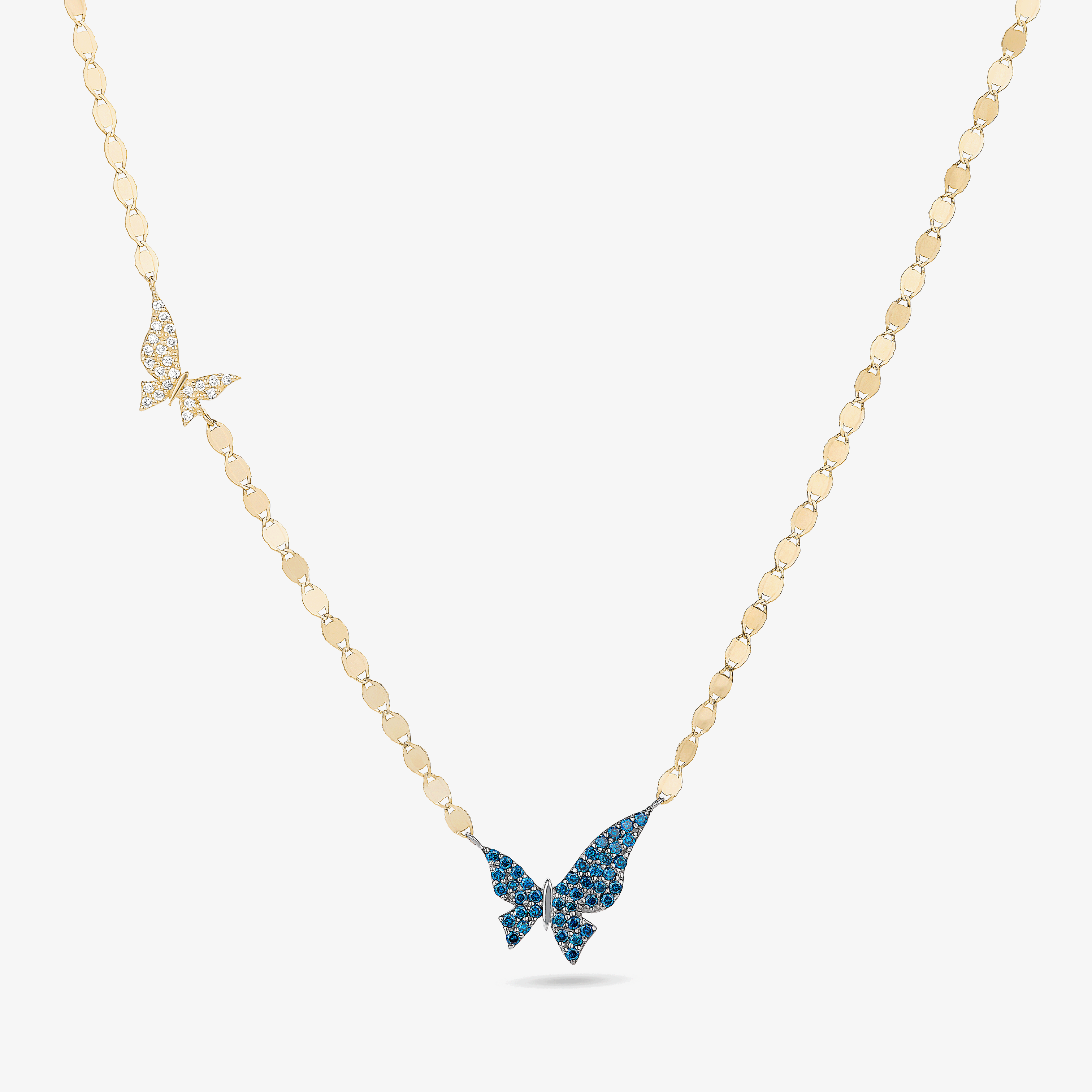 BLUE DIAMOND DOUBLE BUTTERFLY NECKLACE