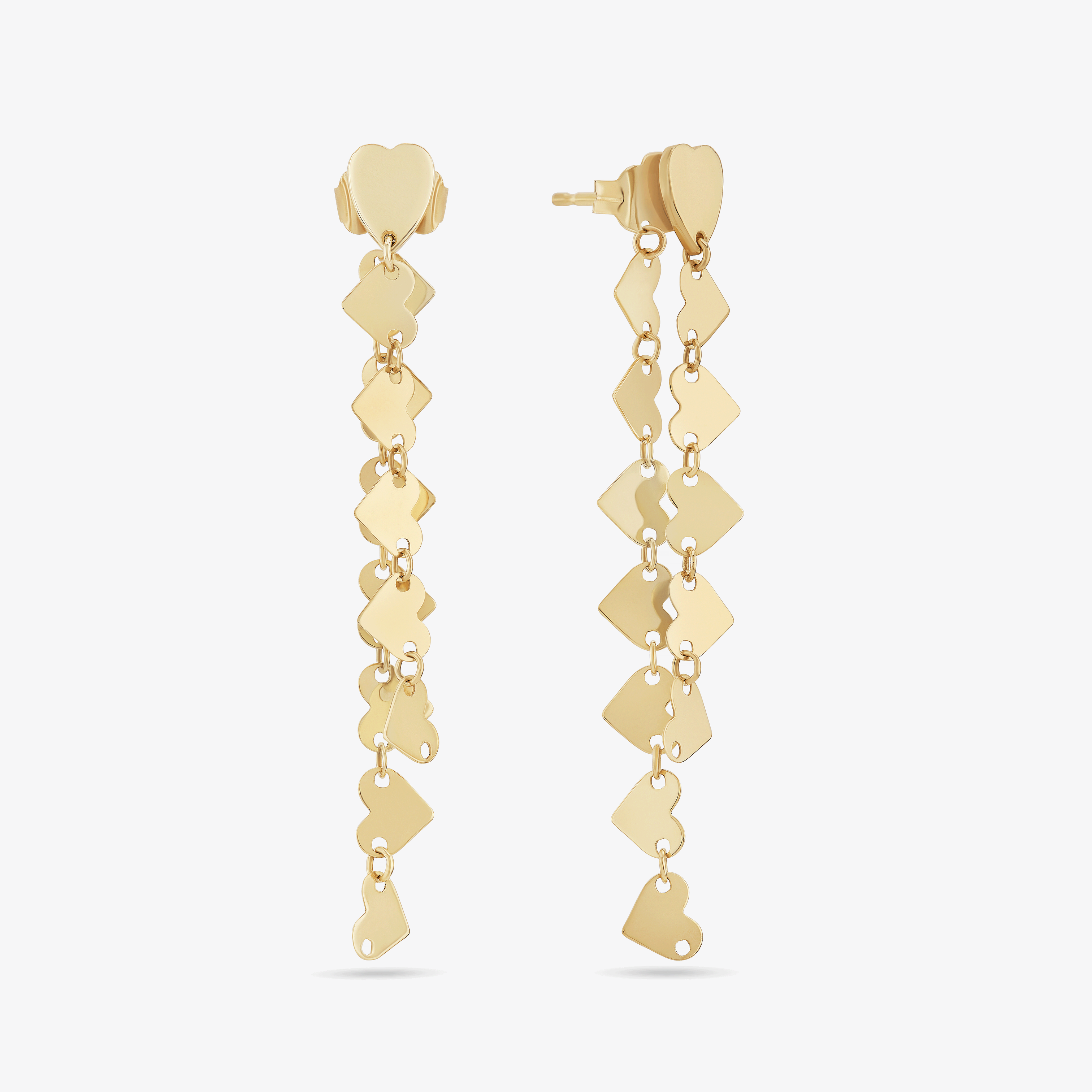 HEART CHAIN FRONT TO BACK LINEAR EARRINGS