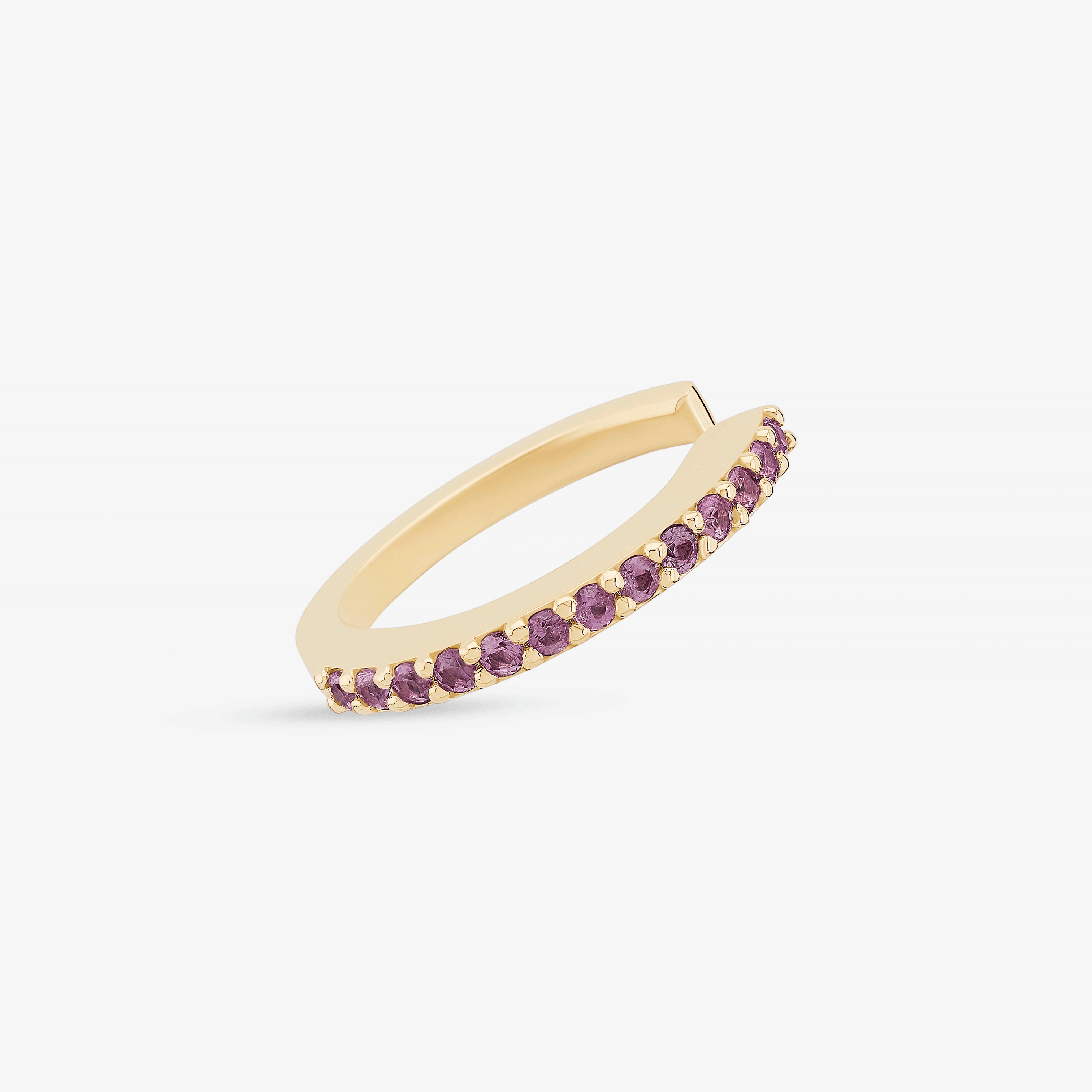 14K yellow gold pink sapphire ear cuff