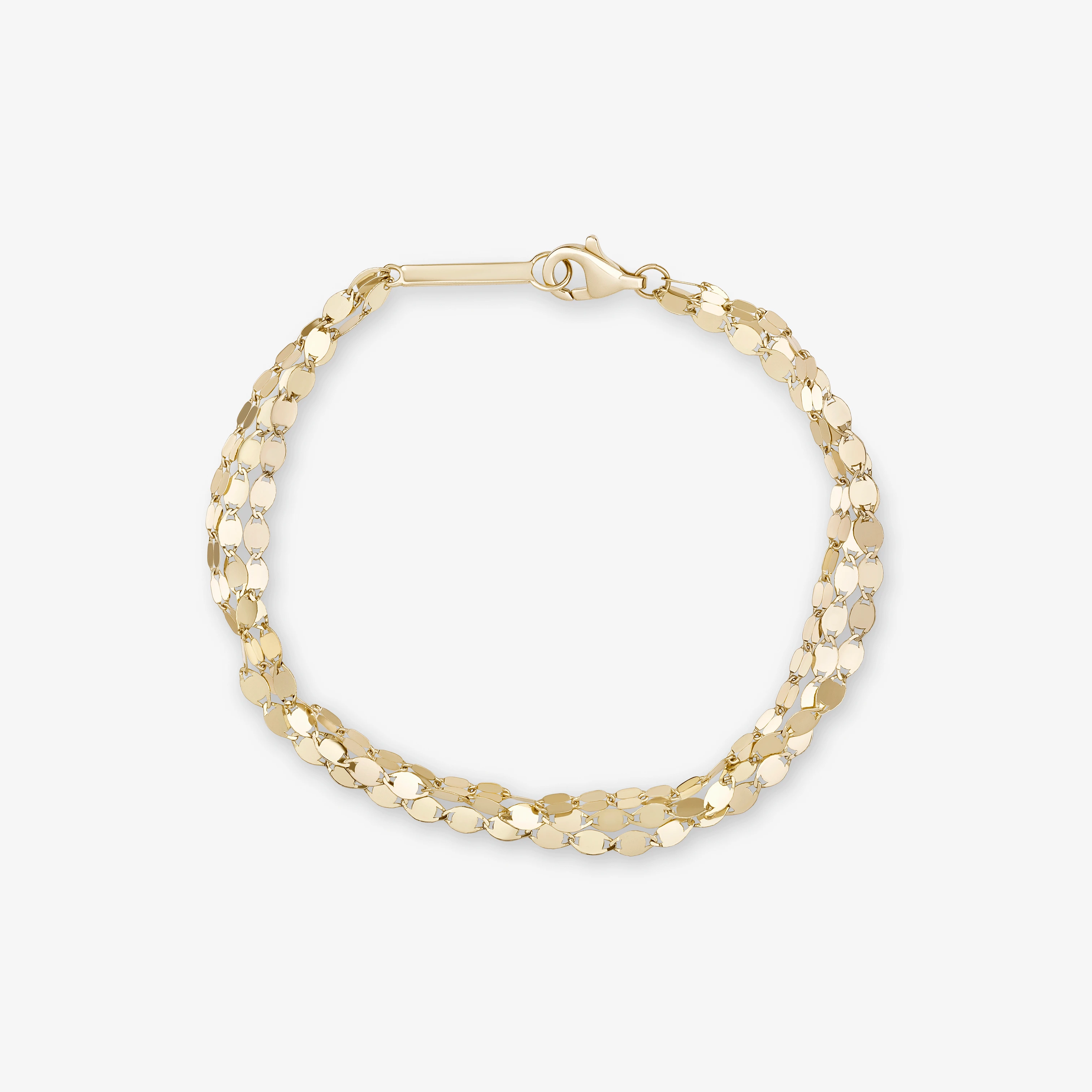 14K yellow gold triple strand blake & petite nude bracelet