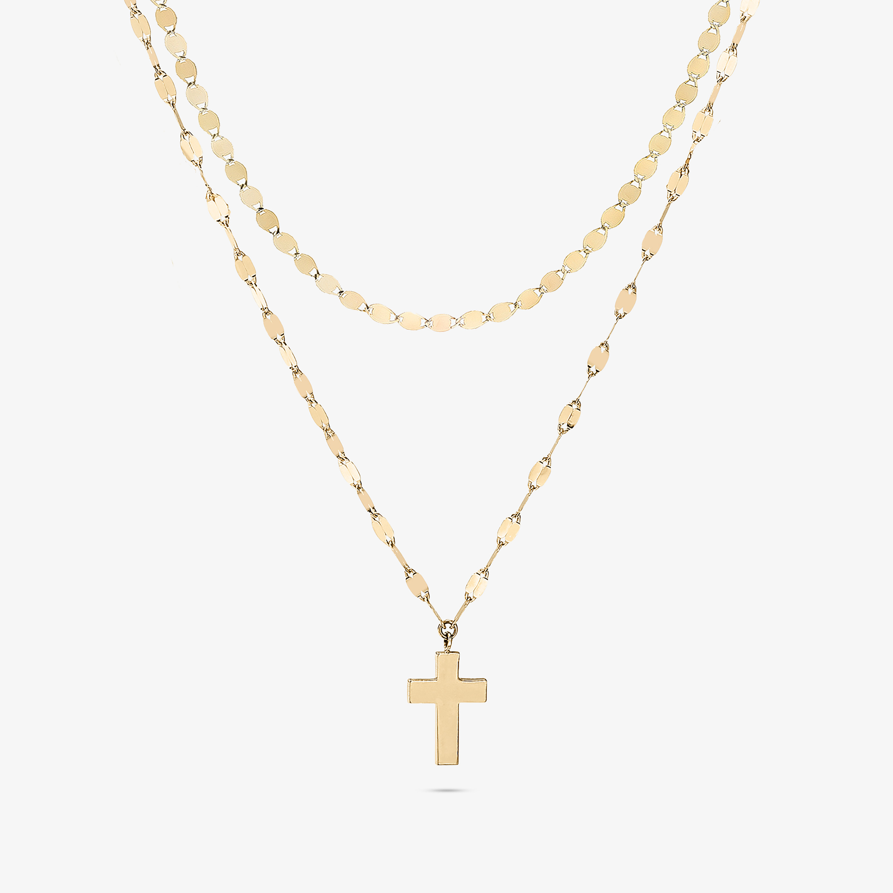 DOUBLE STRAND CROSS CHARM NECKLACE