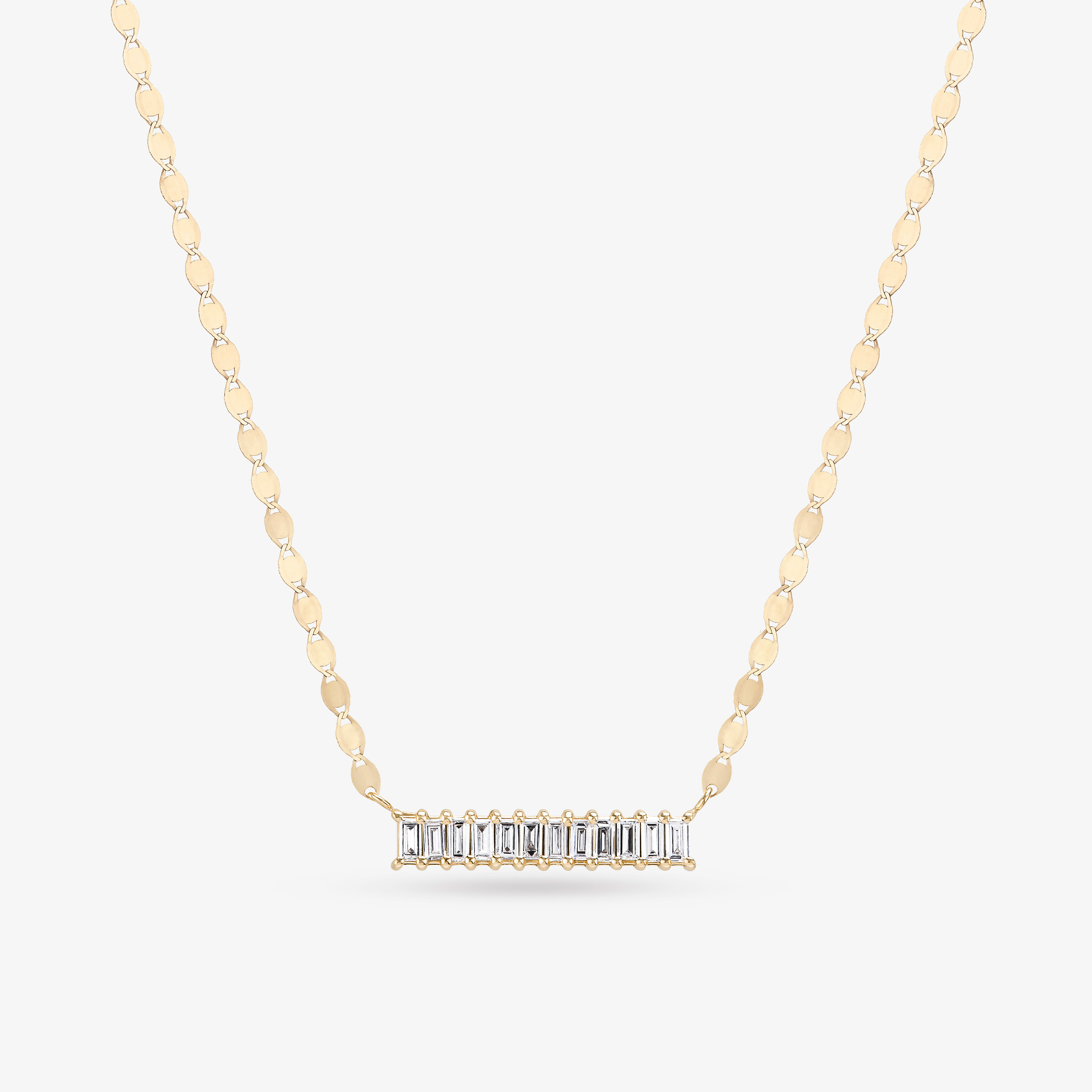 BAGUETTE DIAMOND BAR PENDANT NECKLACE