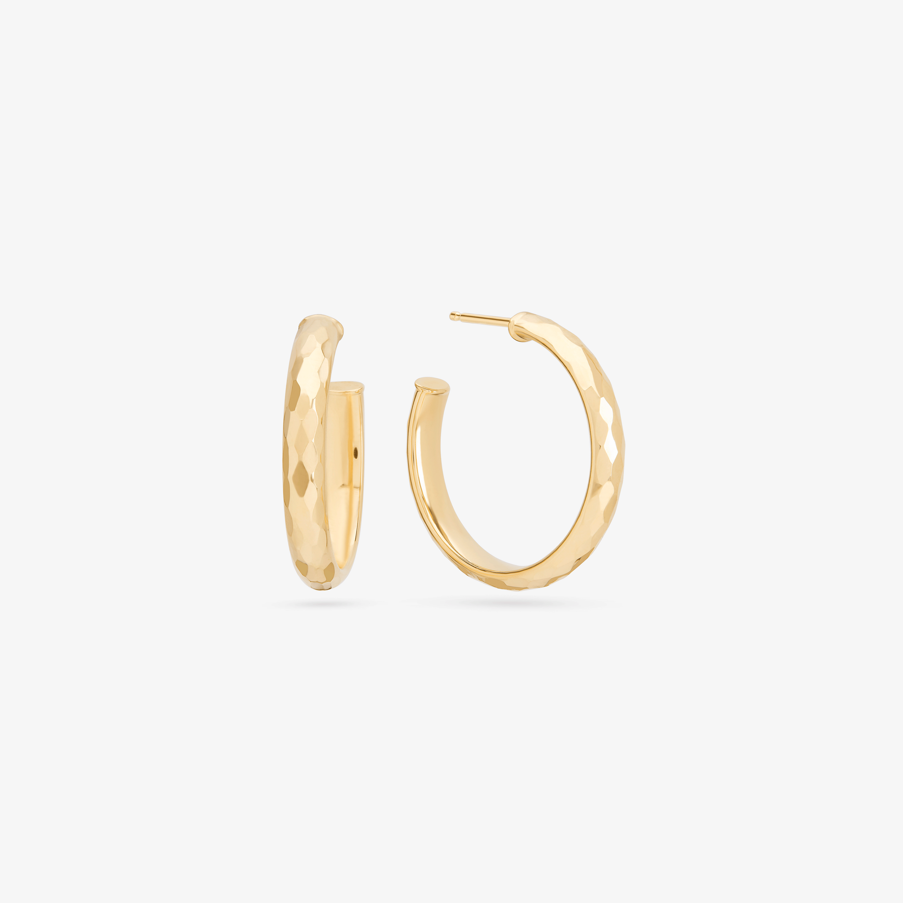 14K yellow gold small disco hollow hoops
