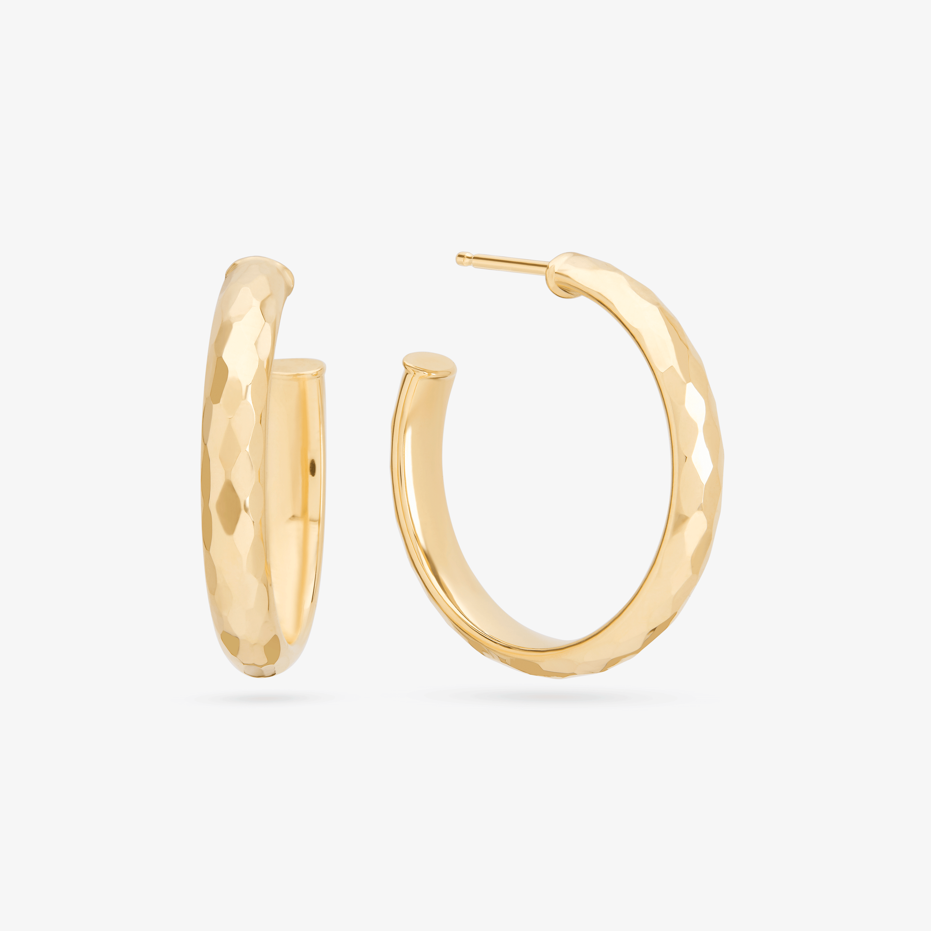 14K yellow gold small disco hollow hoops