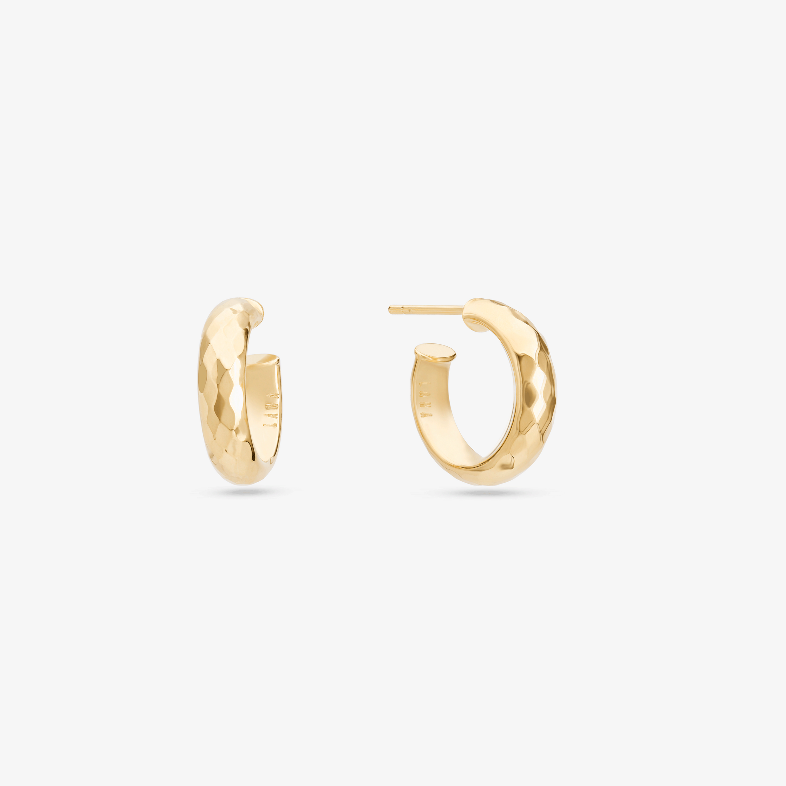 14K yellow gold mini disco hollow hoops