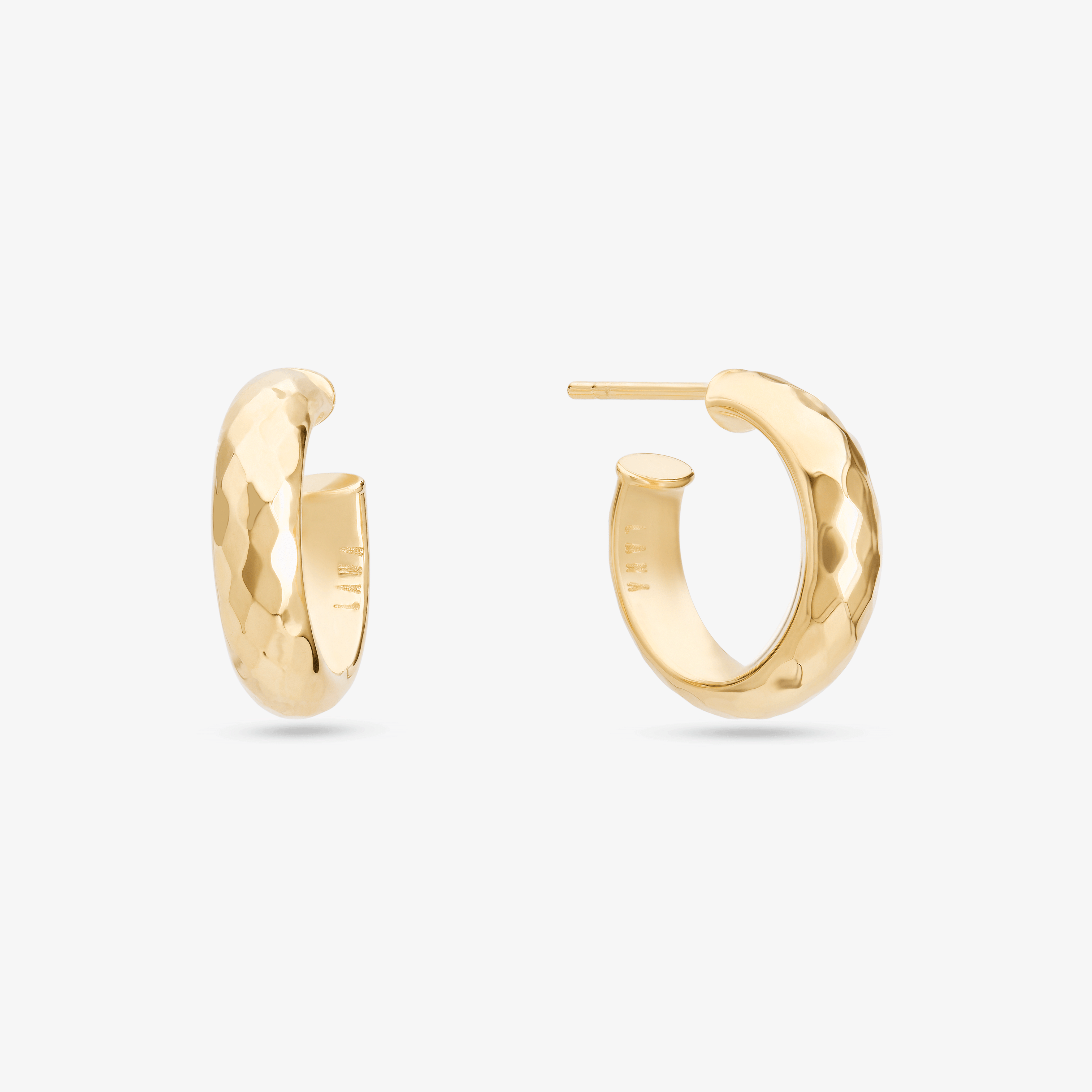 14K yellow gold mini disco hollow hoops