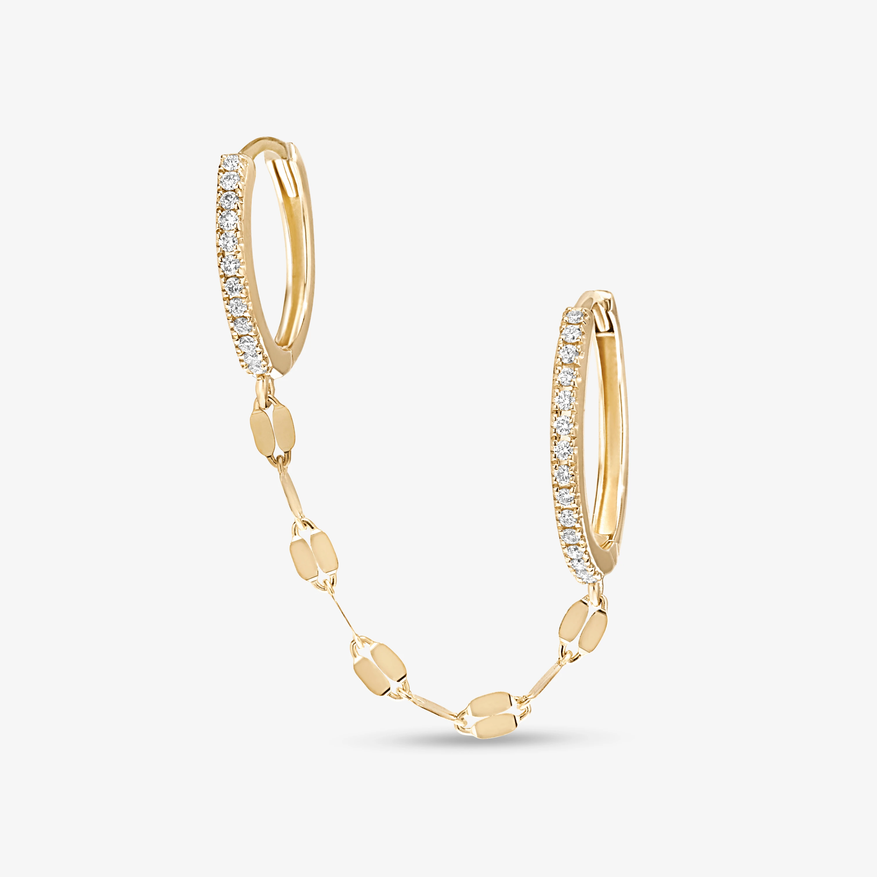 HALF-PAIR DIAMOND DOUBLE PIERCING BLAKE® CHAIN HUGGIE