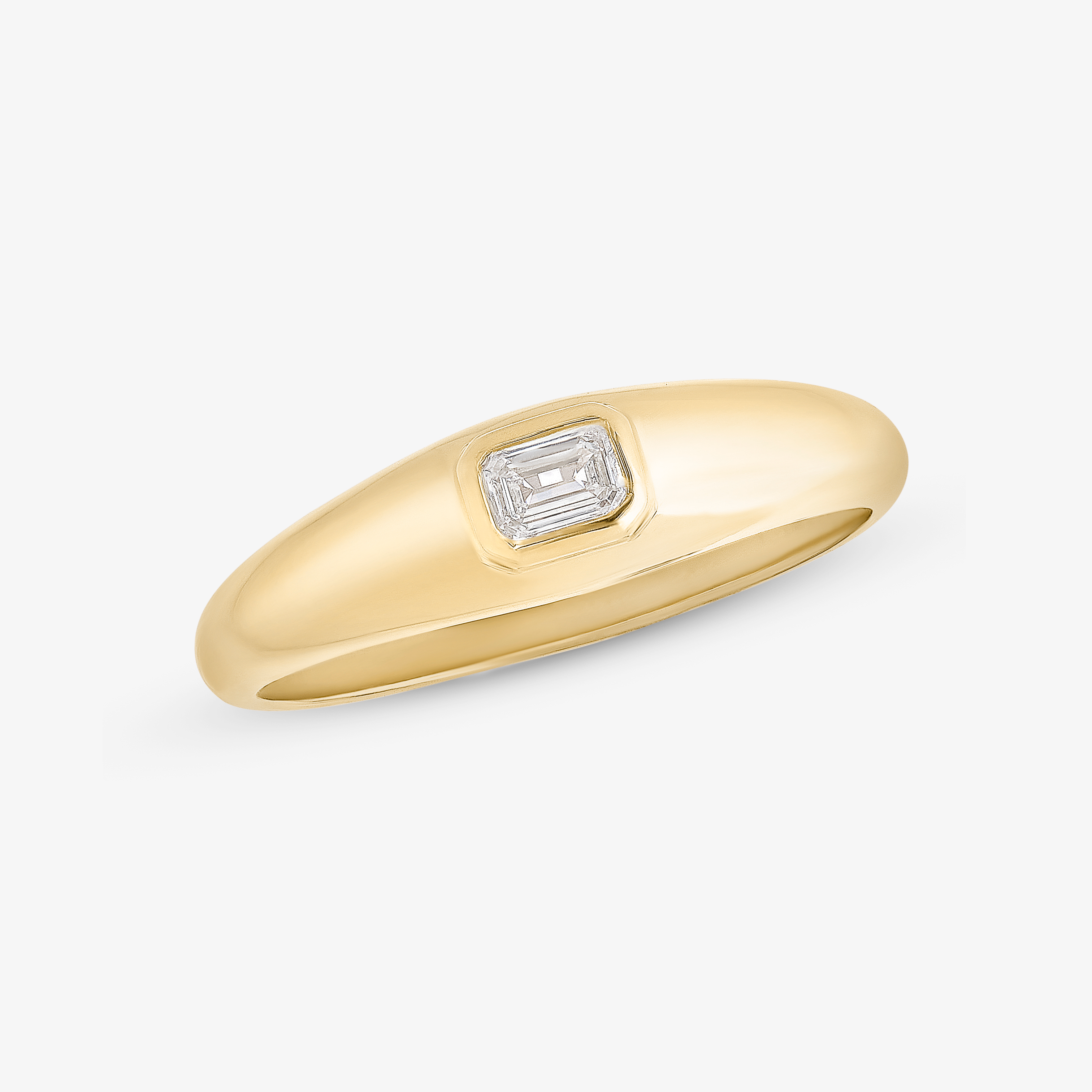 EMERALD CUT DIAMOND HOLLOW PINKY RING
