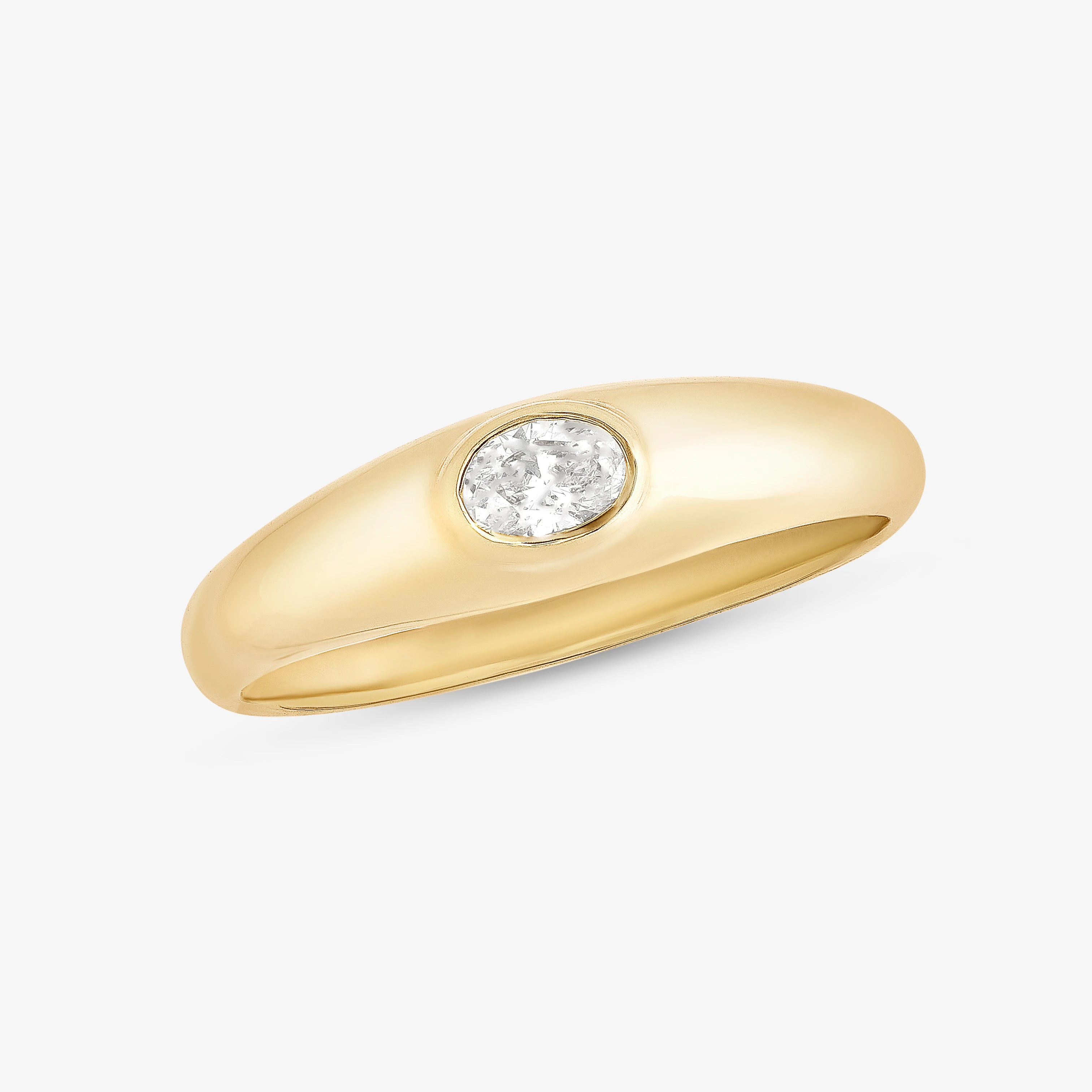 OVAL CUT DIAMOND HOLLOW PINKY RING