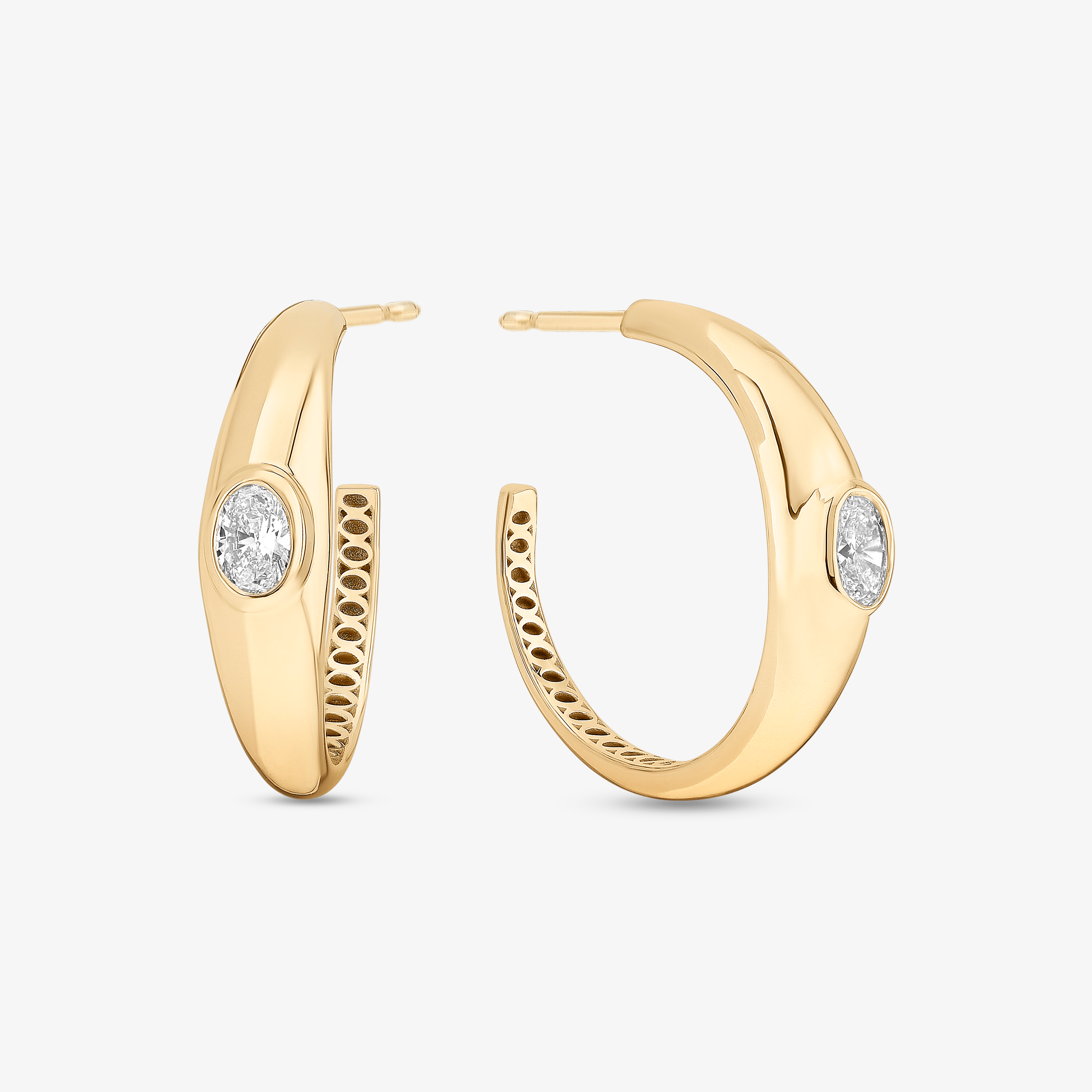 OVAL CUT DIAMOND HOLLOW HOOPS