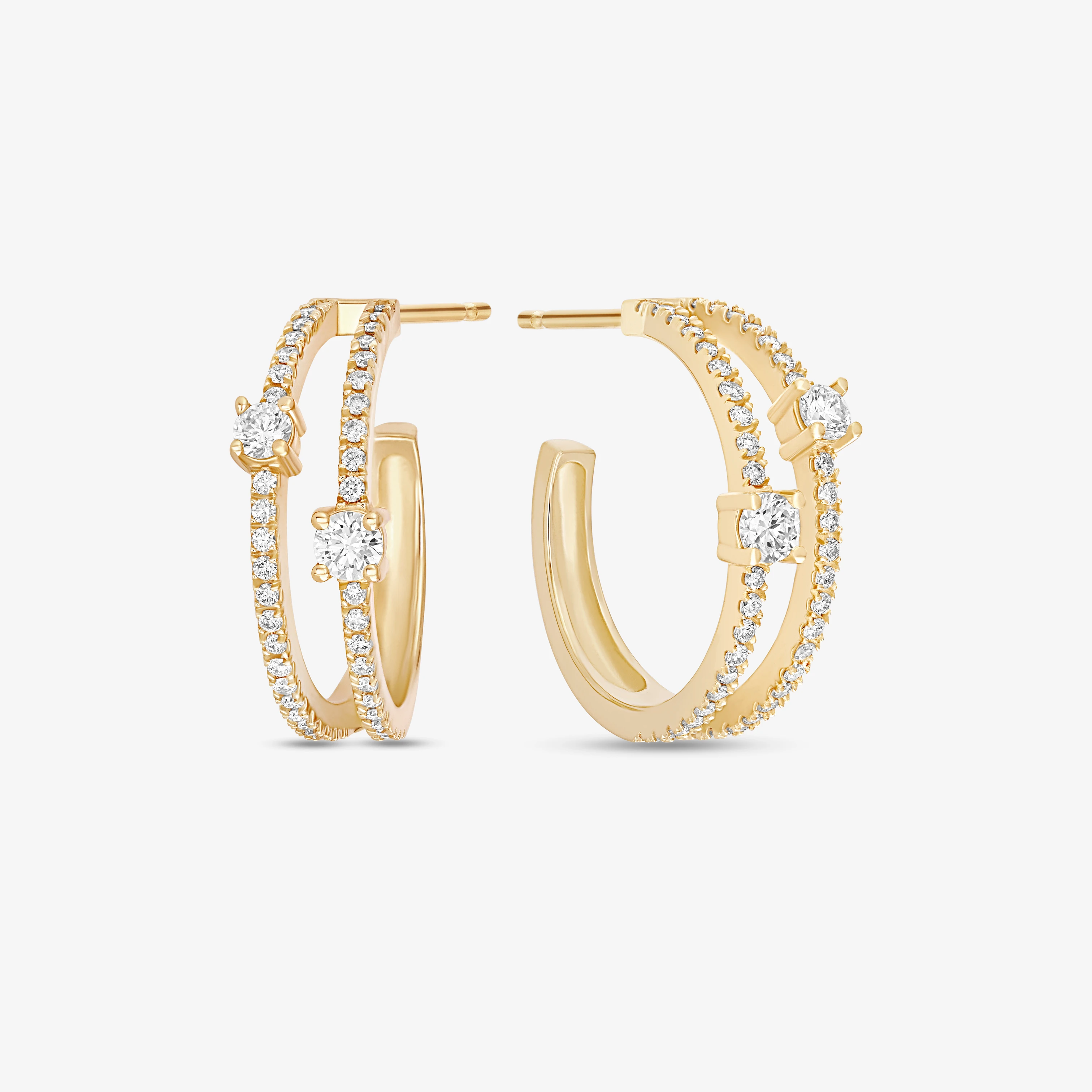 SMALL DOUBLE ROW DIAMOND HOOPS