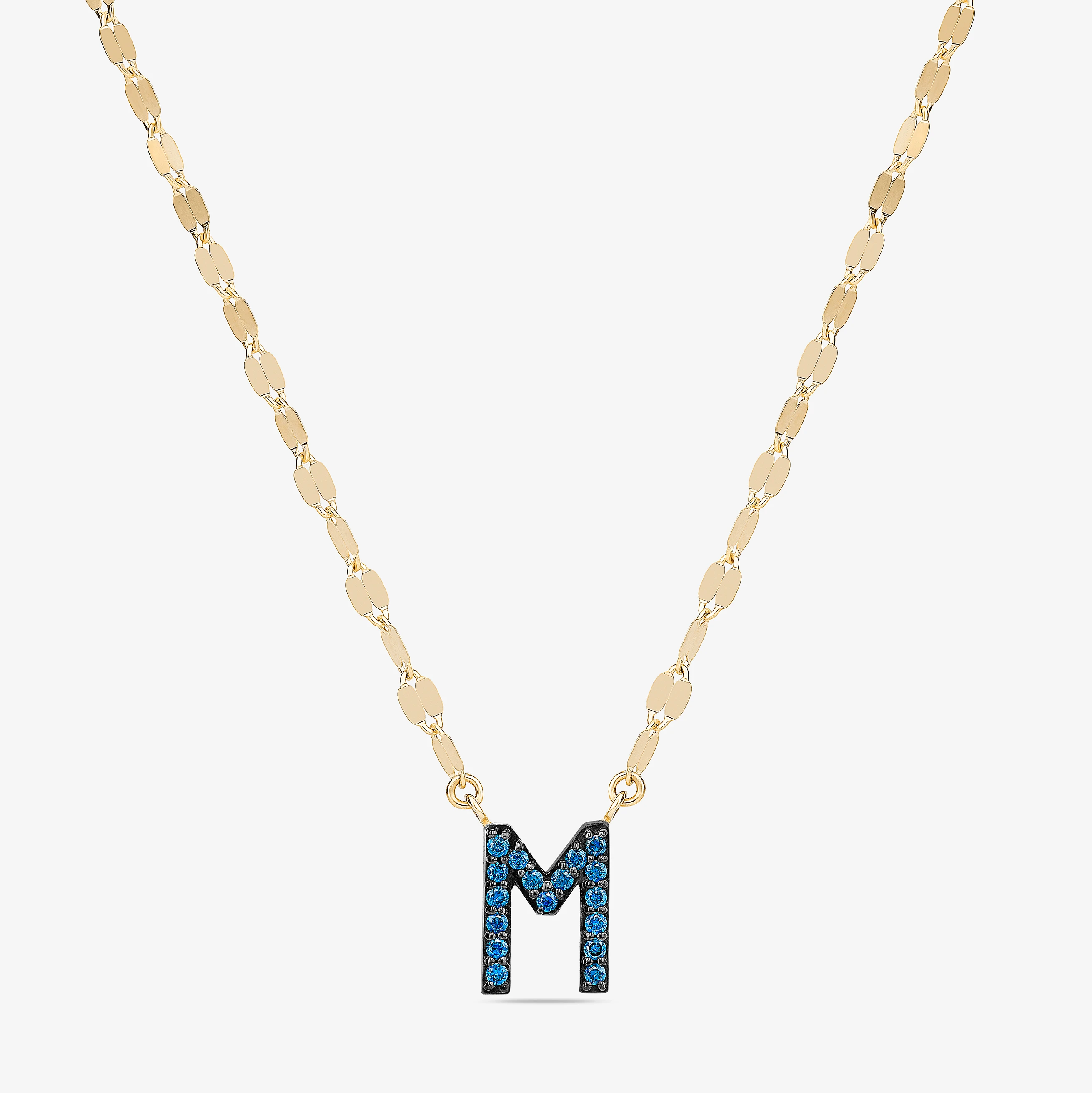 BLUE DIAMOND INITIAL PENDANT NECKLACE