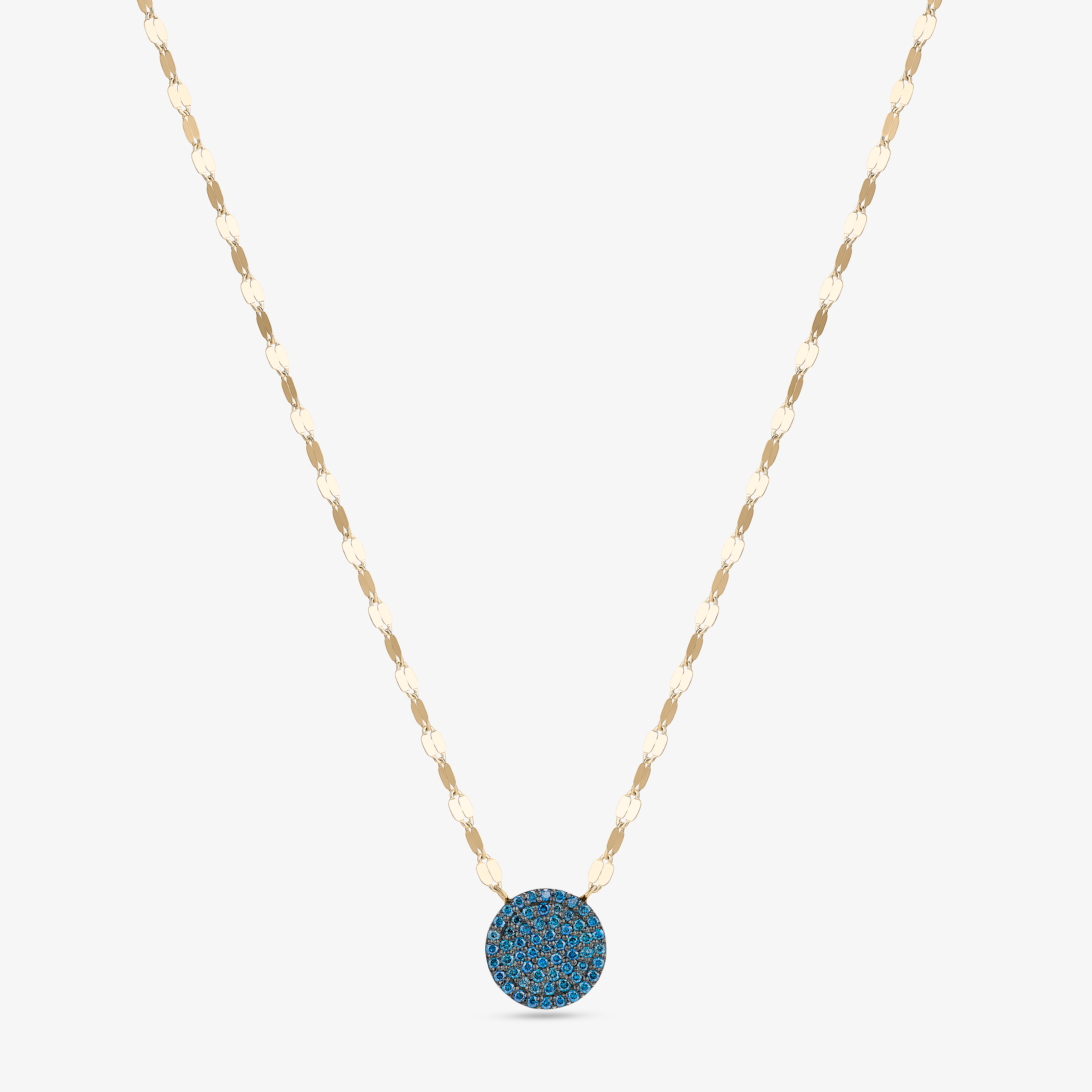 BLUE DIAMOND LARGE DISC PENDANT NECKLACE