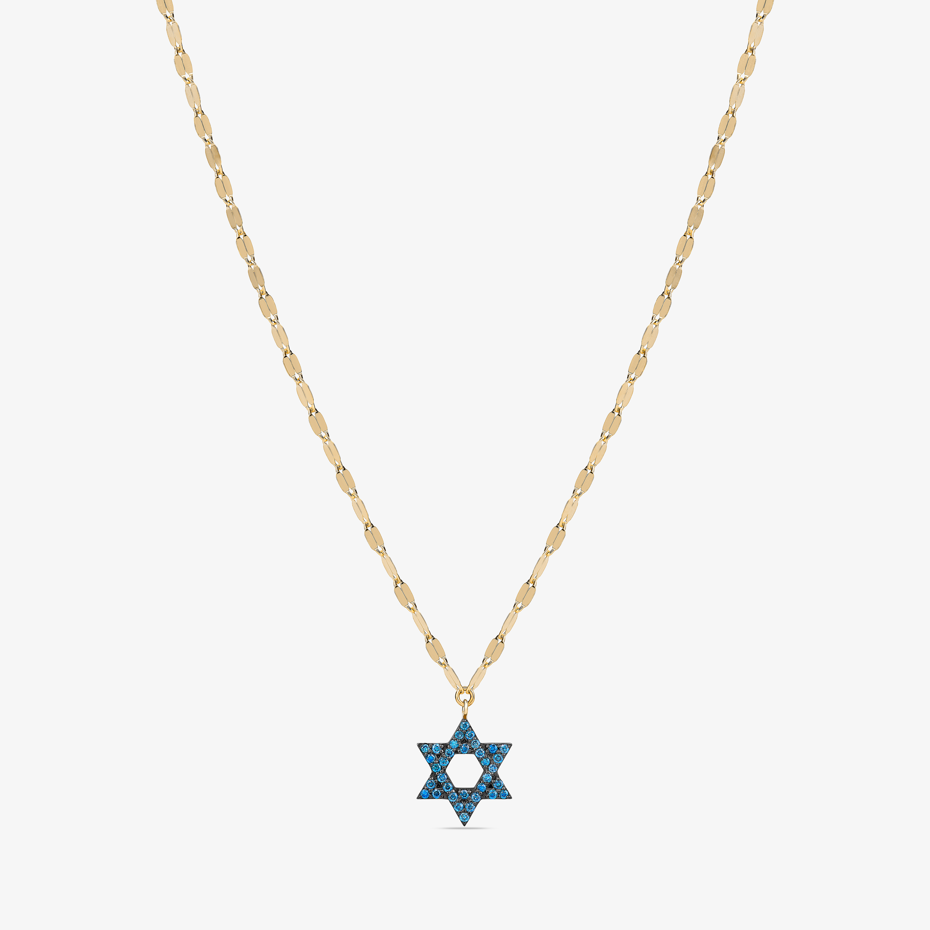 MINI STAR OF DAVID BLUE DIAMOND NECKLACE