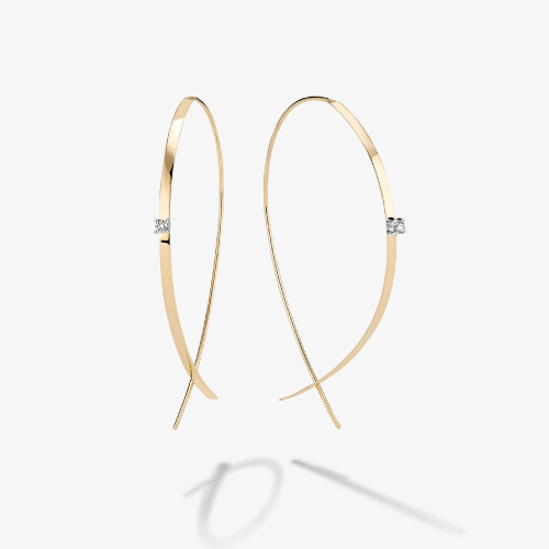 Small Flat Upside Down Hoops with Diamonds -1