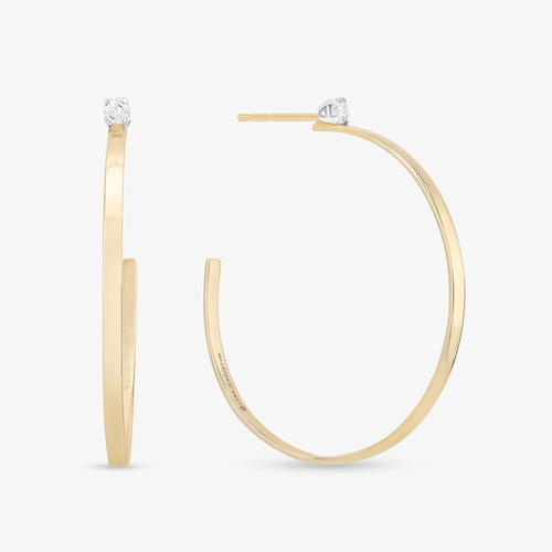 14K yellow gold small solo diamond sunrise hoops