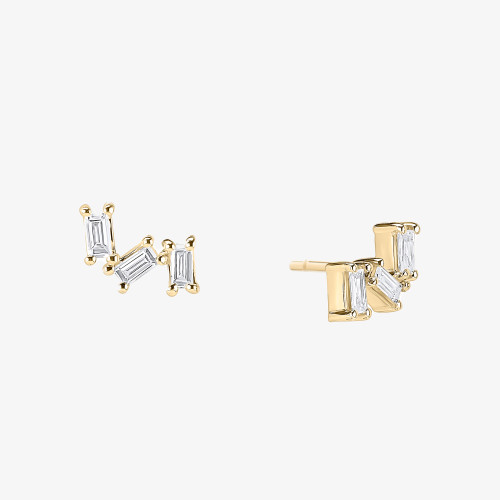 ZIG ZAG BAGUETTE DIAMOND STUDS - 1