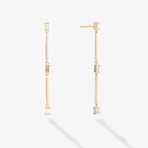 BAGUETTE DIAMOND BAR LINEAR EARRINGS - 1