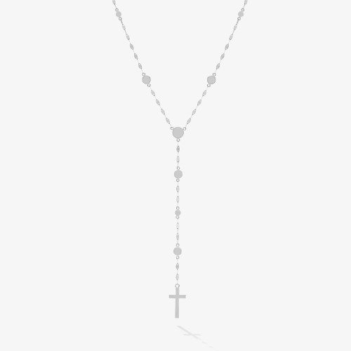 DISC LARIAT CROSSARY NECKLACE