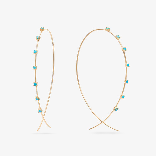 LARGE MULTI SOLO TURQUOISE UPSIDE DOWN HOOPS