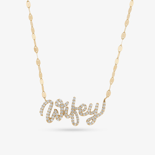 SMALL CURSIVE WIFEY DIAMOND NECKLACE