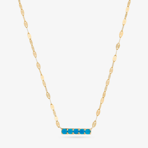 14K yellow gold turquoise bar pendant necklace