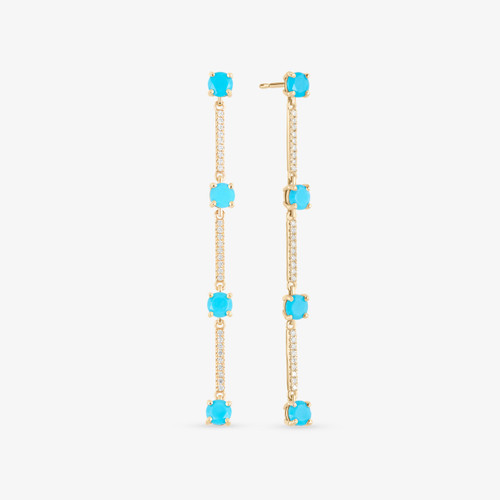 SOLO TURQUOISE & DIAMOND LINEAR EARRINGS