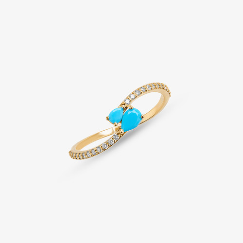 TURQUOISE & PEAR DIAMOND WAVEY RING
