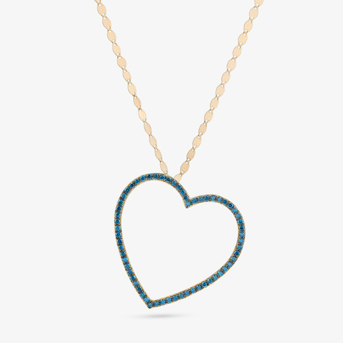 DENIM BLUE DIAMOND OPEN HEART NECKLACE