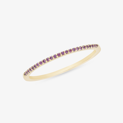 14K yellow gold thin pink sapphire stack ring