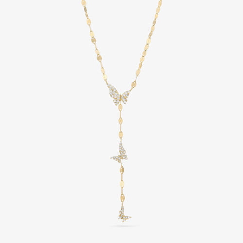 TRIPLE BUTTERFLY DIAMOND LARIAT NECKLACE