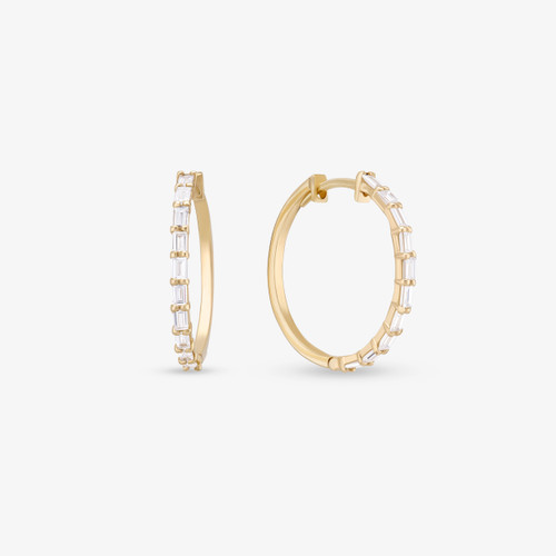 MINI BAGUETTE DIAMOND HOOPS