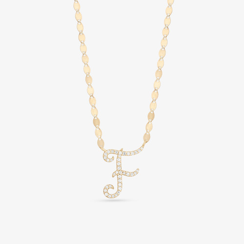 CURSIVE DIAMOND INITIAL PENDANT NECKLACE
