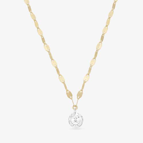 14K yellow gold half carat floating diamond pendant necklace
