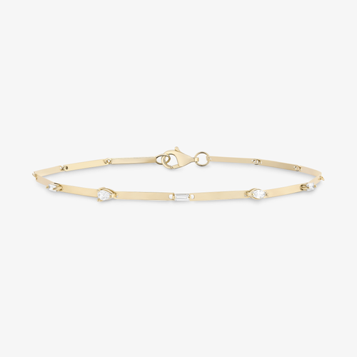 14K yellow gold fancy diamond rectangle station bracelet