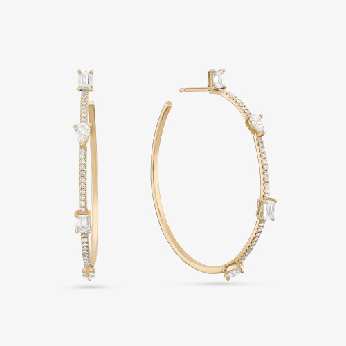 SMALL PAVE FANCY DIAMOND HOOPS