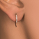 Mini pave diamond hooked on hoops - on model