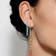 Large multi solo turquoise upside down hoops - on model