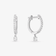14K white gold pave huggies with solo dangle diamonds