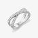14K white gold cluster diamond criss cross ring